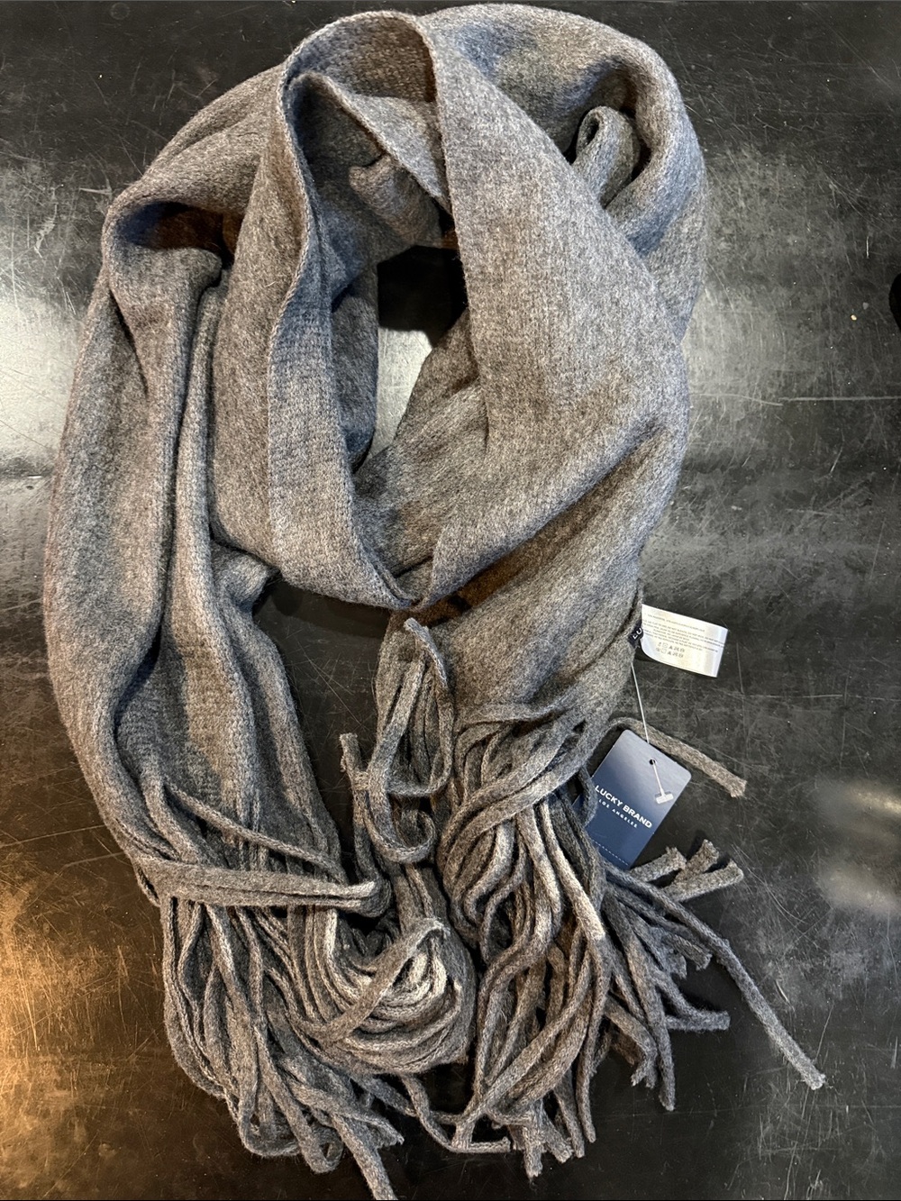 Classic Gray Fringe Scarf -